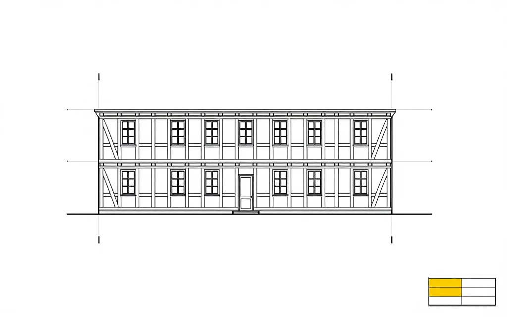 Schematische Aufrissezeichnung eines für Deutschland typischen Hauses