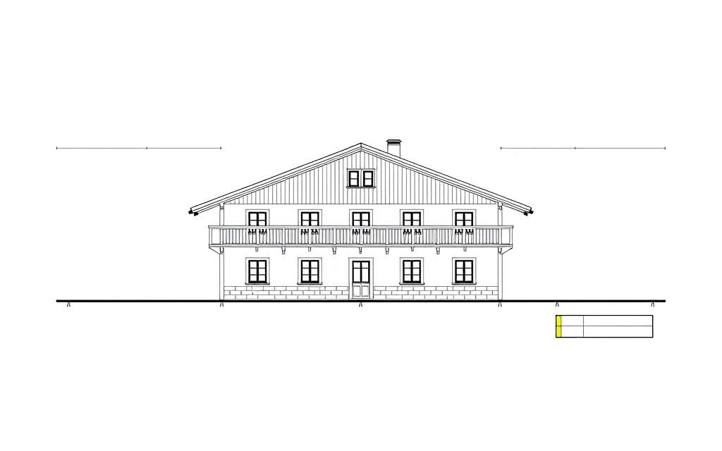Schematische Aufrissezeichnung eines für Österreich typischen Hauses
